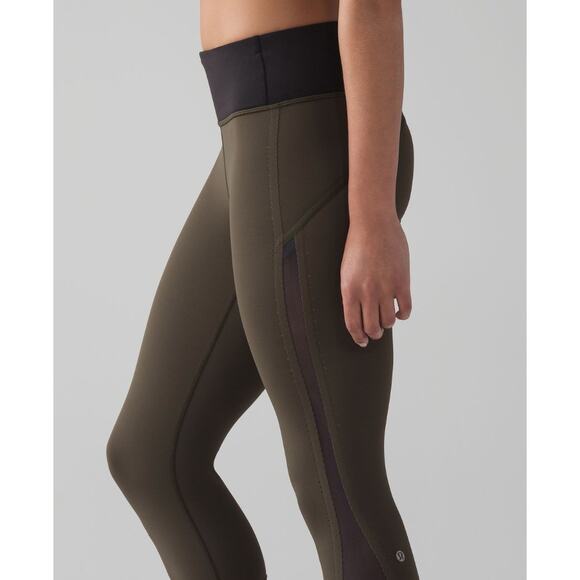 Lululemon Smooth Stride Crop Dark Olive Legging Size 6 - Picture 4 of 10
